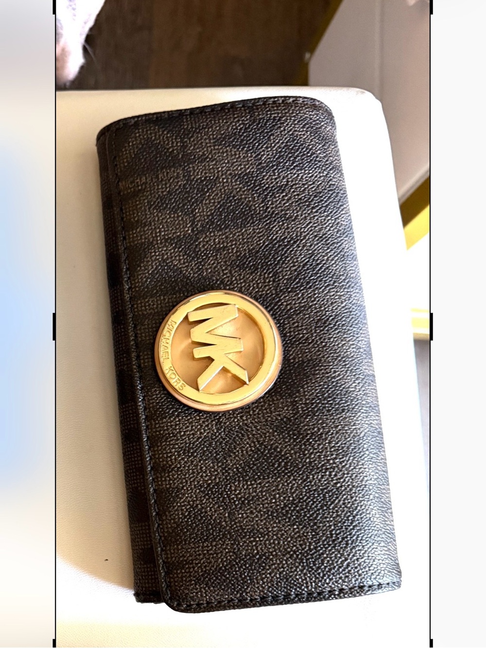 Michael Kors Black Wallet with Gold MK Emblem